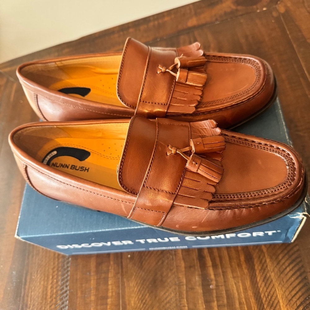 Nunn Bush Gel Comfort Men's Brown Leather Slip On Dress Loafers size 11 - Picture 4 of 16